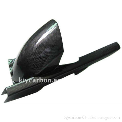 Motorcycle carbon fiber hugger with chain guard